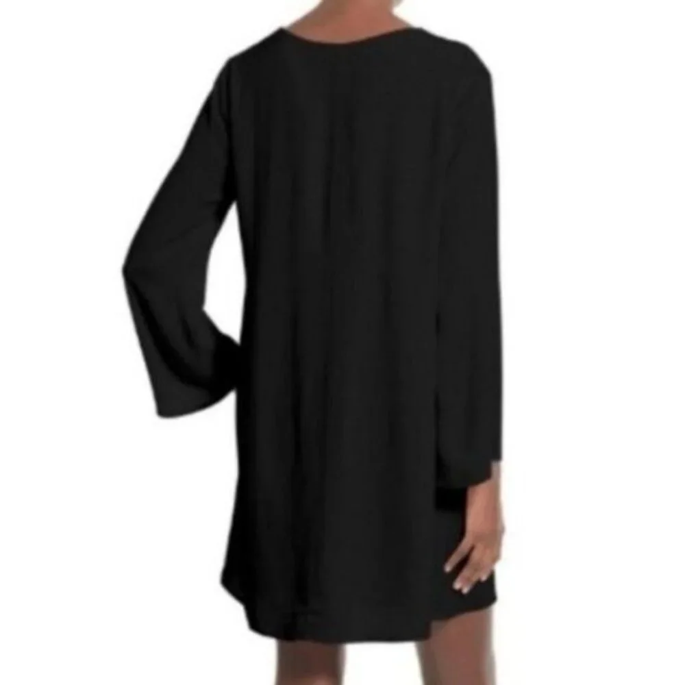 ASTR The Label Lace-Up Bell Sleeve Shift Dress Sz S - Picture 3 of 11